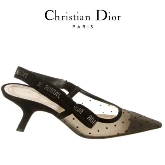 SOLD CHRISTIAN DIOR J'Adior Polka Dot Print Slingback Pumps Size: 6.5 | IT 36.5 - Picture 3 of 12